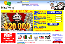 BingoWorkz.com screen shot Deposit Bonus & Review
