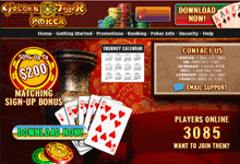 GoldenTigerPoker.com screen shot Deposit Bonus & Review