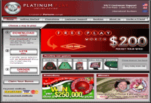 PlatinumPlay.com screenshot Deposit Bonus & Review