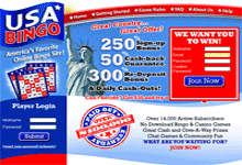 USAbingo.com screen shot Deposit Bonus & Review